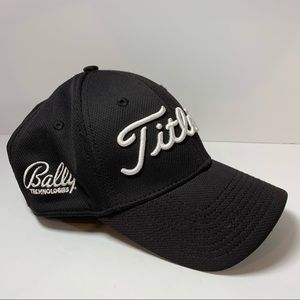 Titleist 'Bally Technologies' Black baseball flex fit cap hat size small/medium